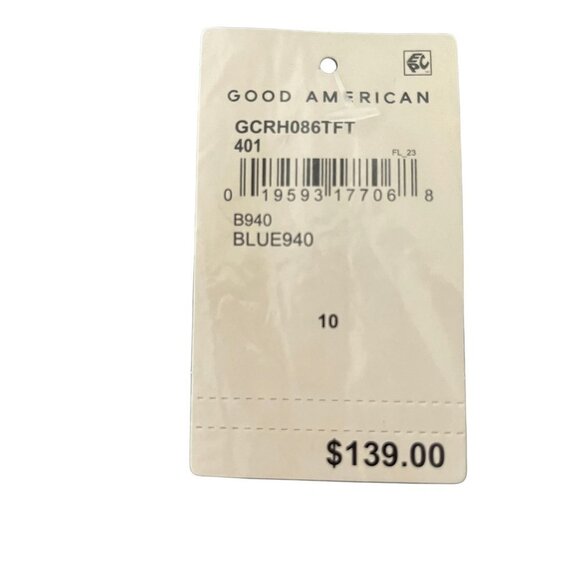 Good American Good Classic Raw Hem High Waist Slim Jeans Blue 940 NWT SZ 10/30 - Picture 12 of 12